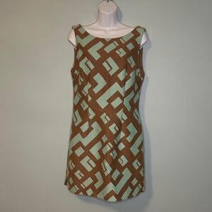 Plenty by Tracy Reese Brown/Turquoise Geometric Print Mini Dress, Size 8